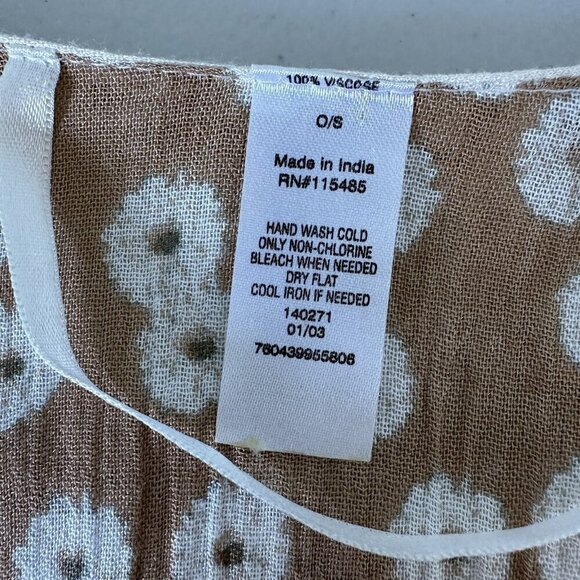 Bohemian Kimono One Size Floral Relaxed Tan Brown Beach Summer Coverup - Picture 5 of 7